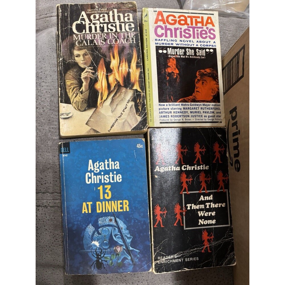 Lot of 4 Vintage Agatha Christie Dell Books Murder Mysteries Paperback